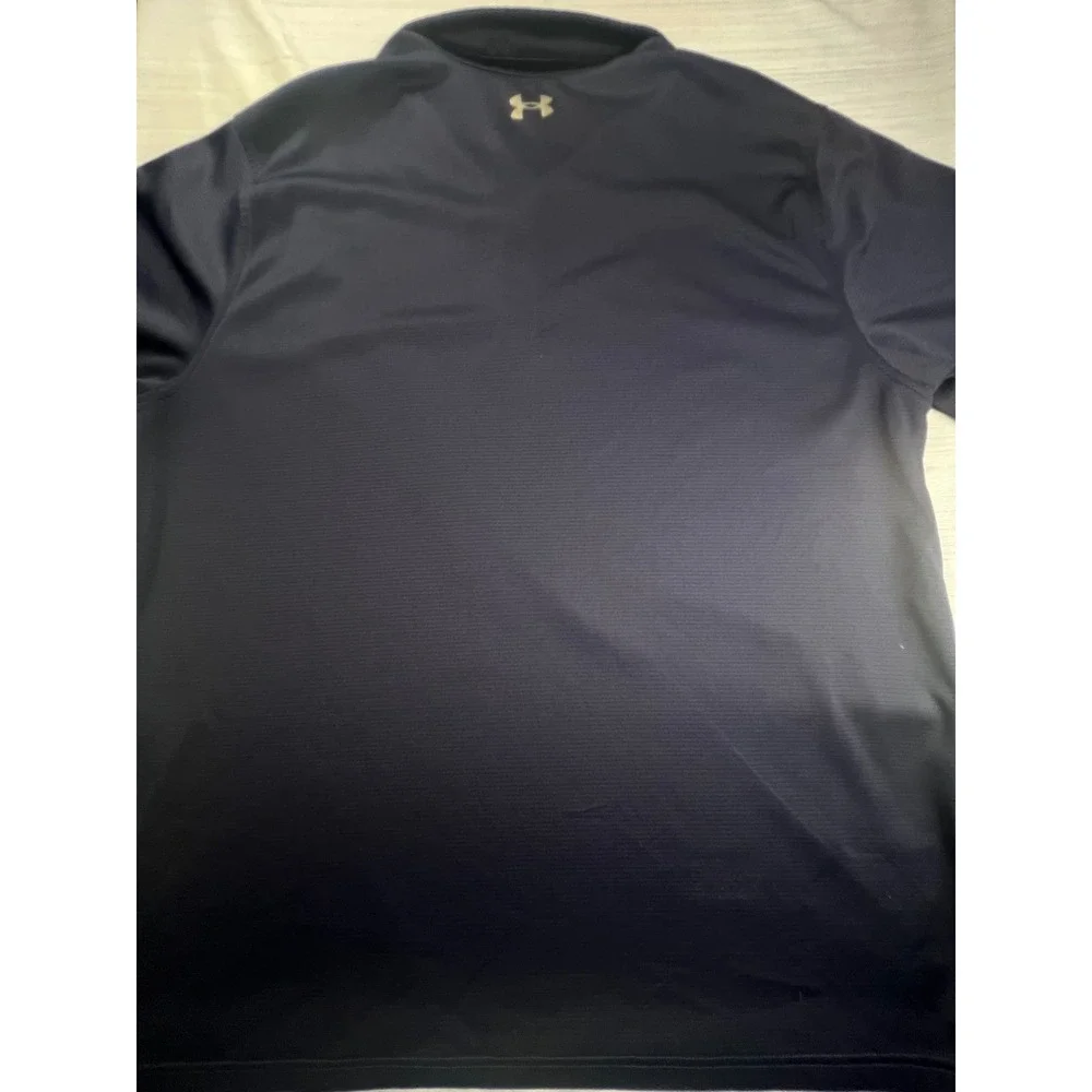 Under Armour Mens 3XL Navy Blue Micro Stripe Loose Fit Short Sleeve Polo Shirt